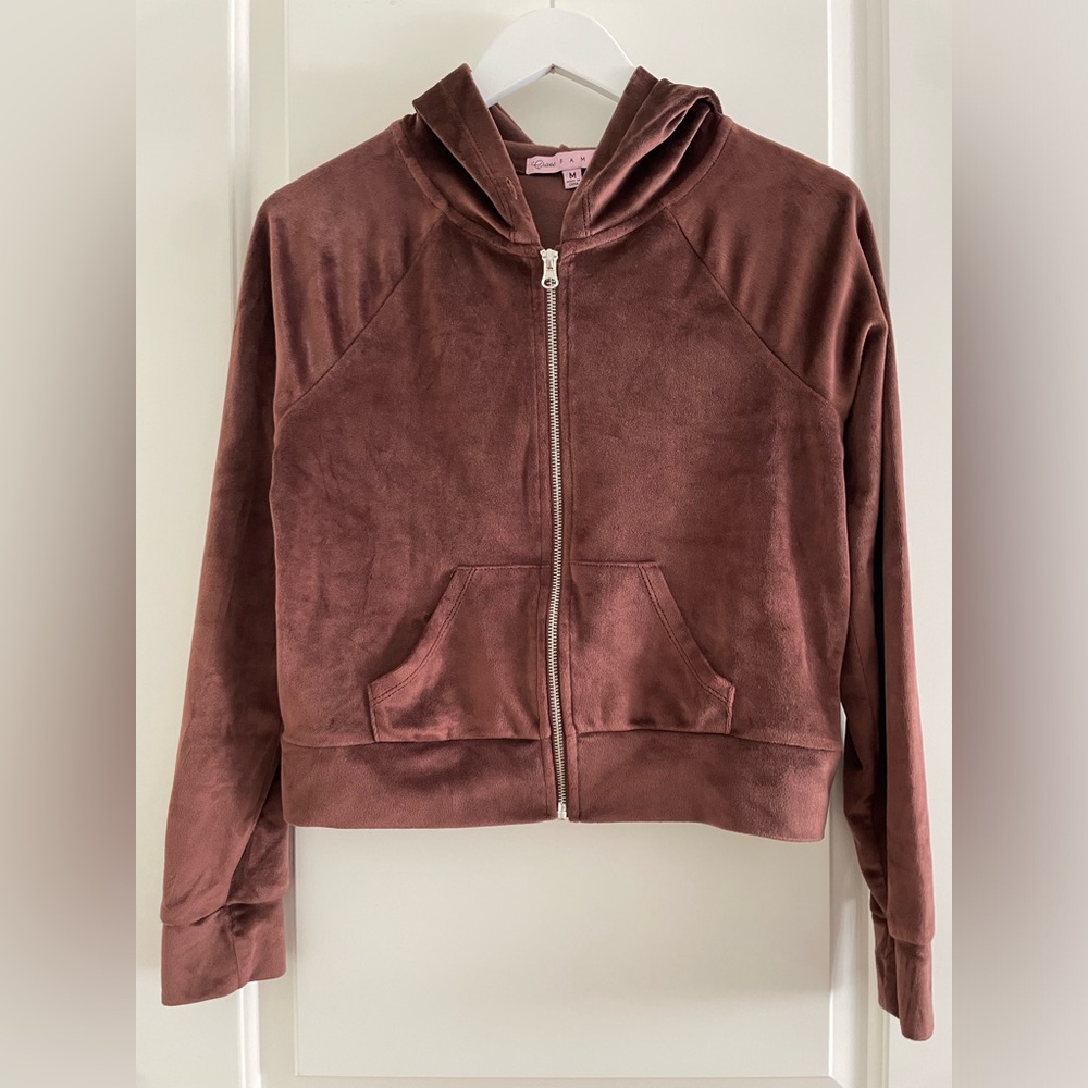 Mocha Velour Track Jacket